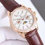 Vacheron Constantin Patrimony 9100 Movement Brown Cowhide Leather Strap 42mm for Men Rose Gold Case Watch